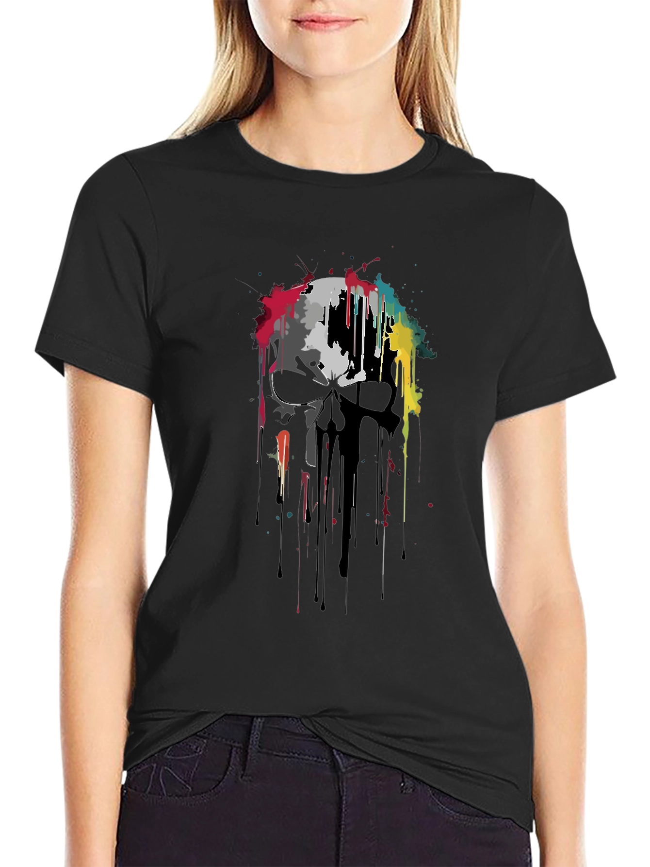Skull Graphic Print Black T-Shirt