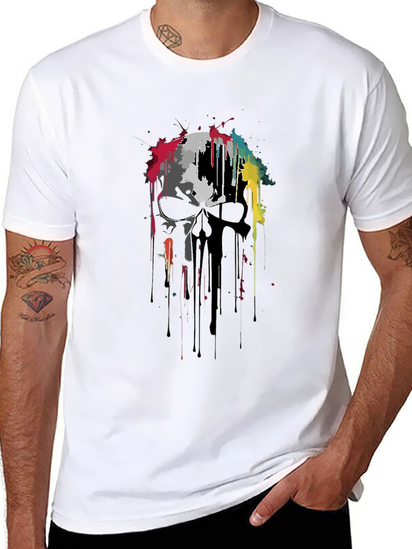 Skull Graphic Print Black T-Shirt