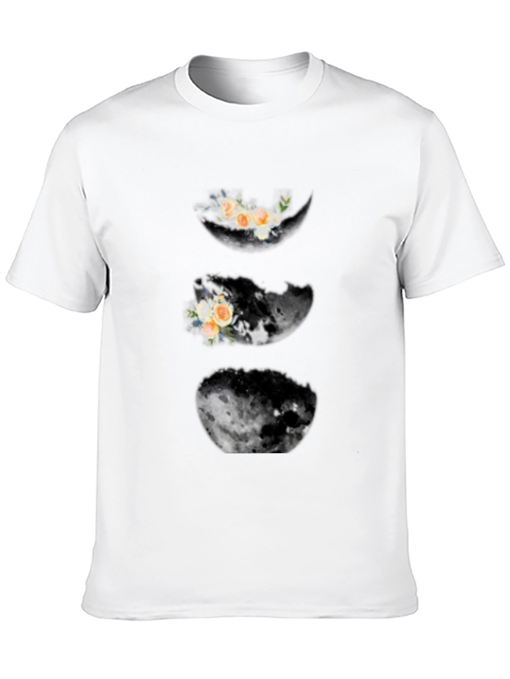 Floral Moon Phases Black T-Shirt