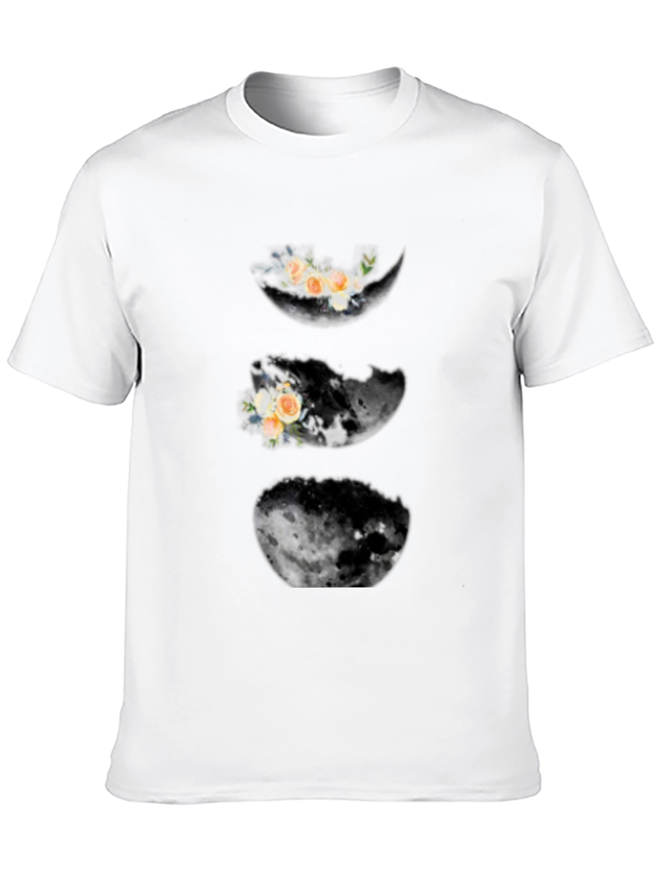Floral Moon Phases Black T-Shirt