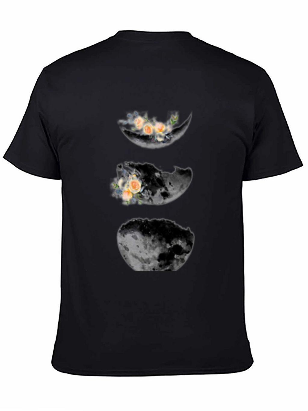 Floral Moon Phases Black T-Shirt