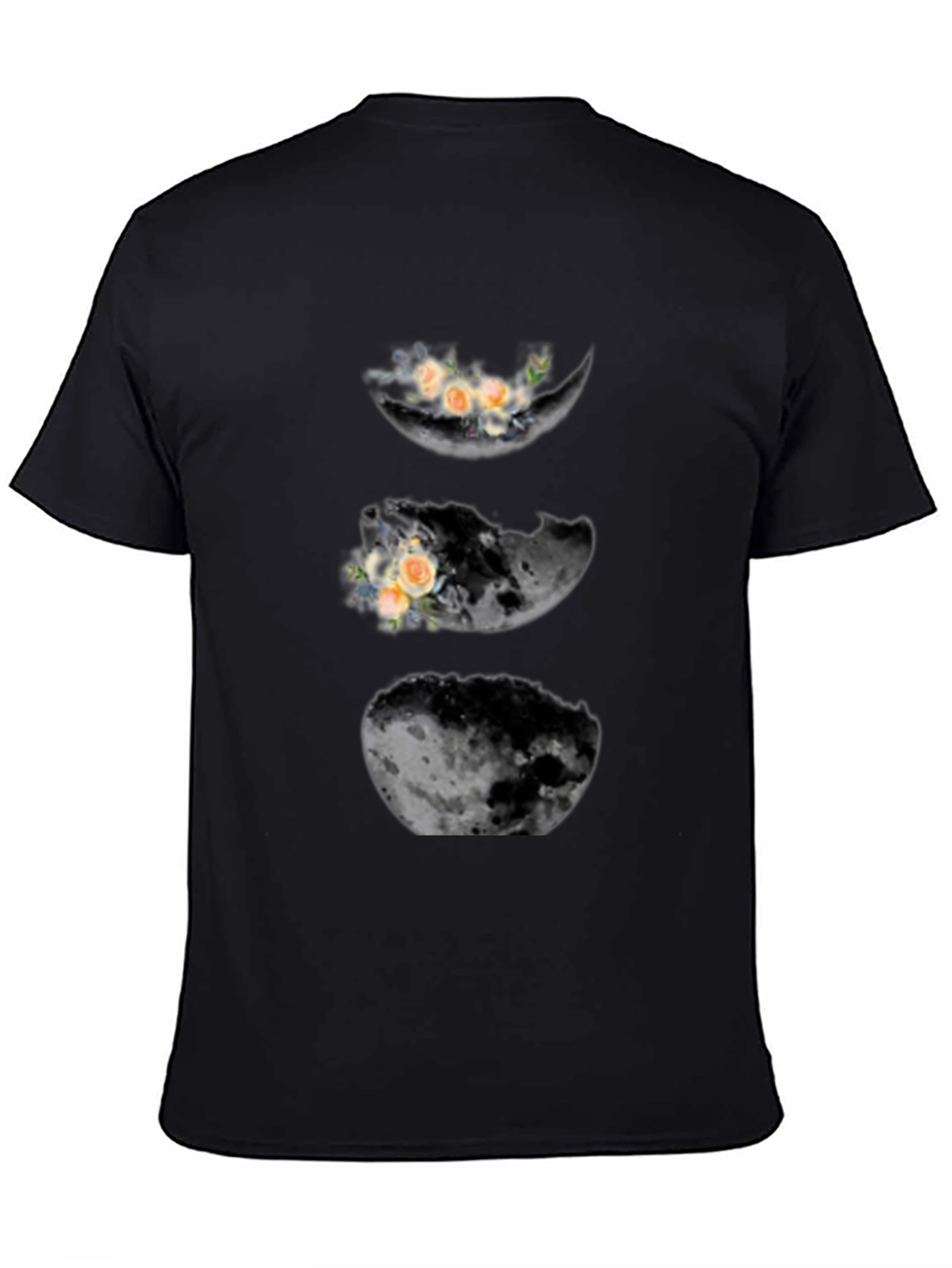 Floral Moon Phases Black T-Shirt