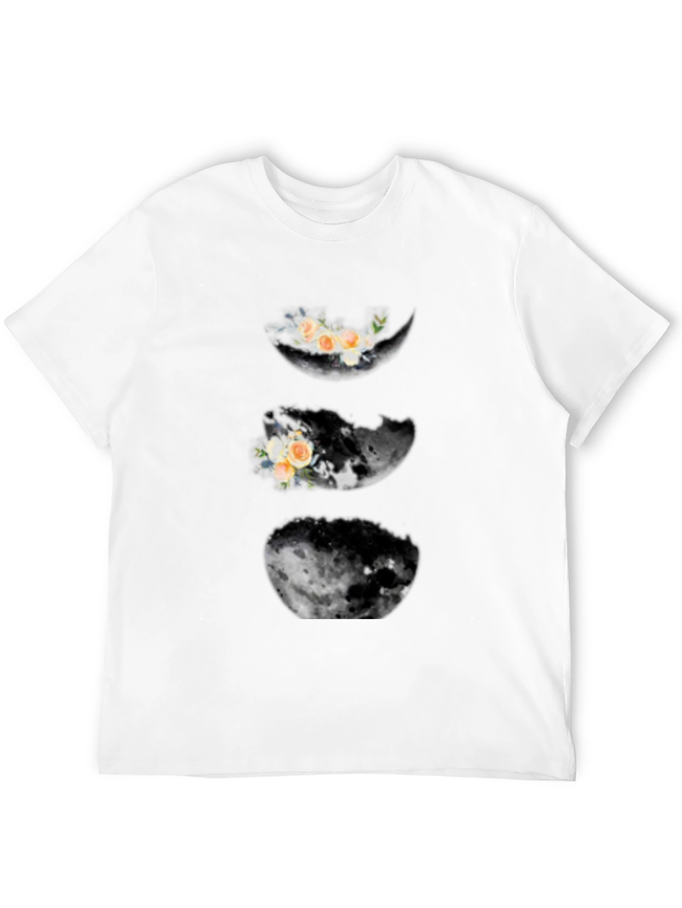 Floral Moon Phases Black T-Shirt