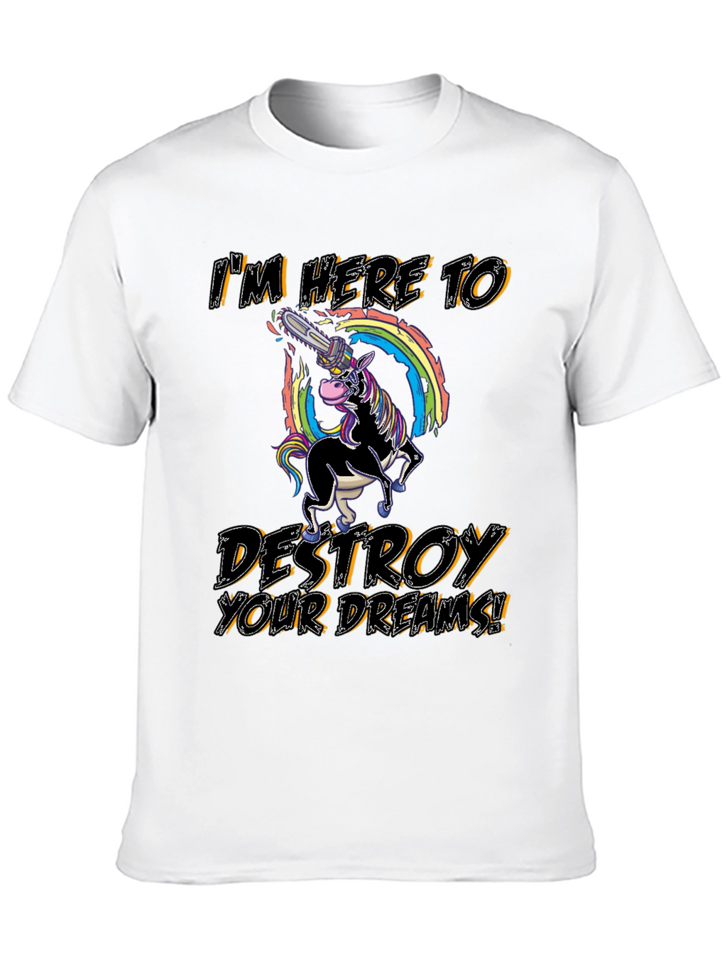 Unicorn Chainsaw Mens Black Graphic T-Shirt