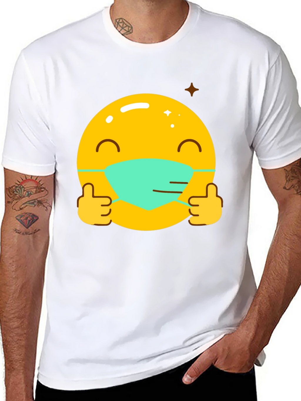 Masked Emoji Graphic Tee - Stay Safe!