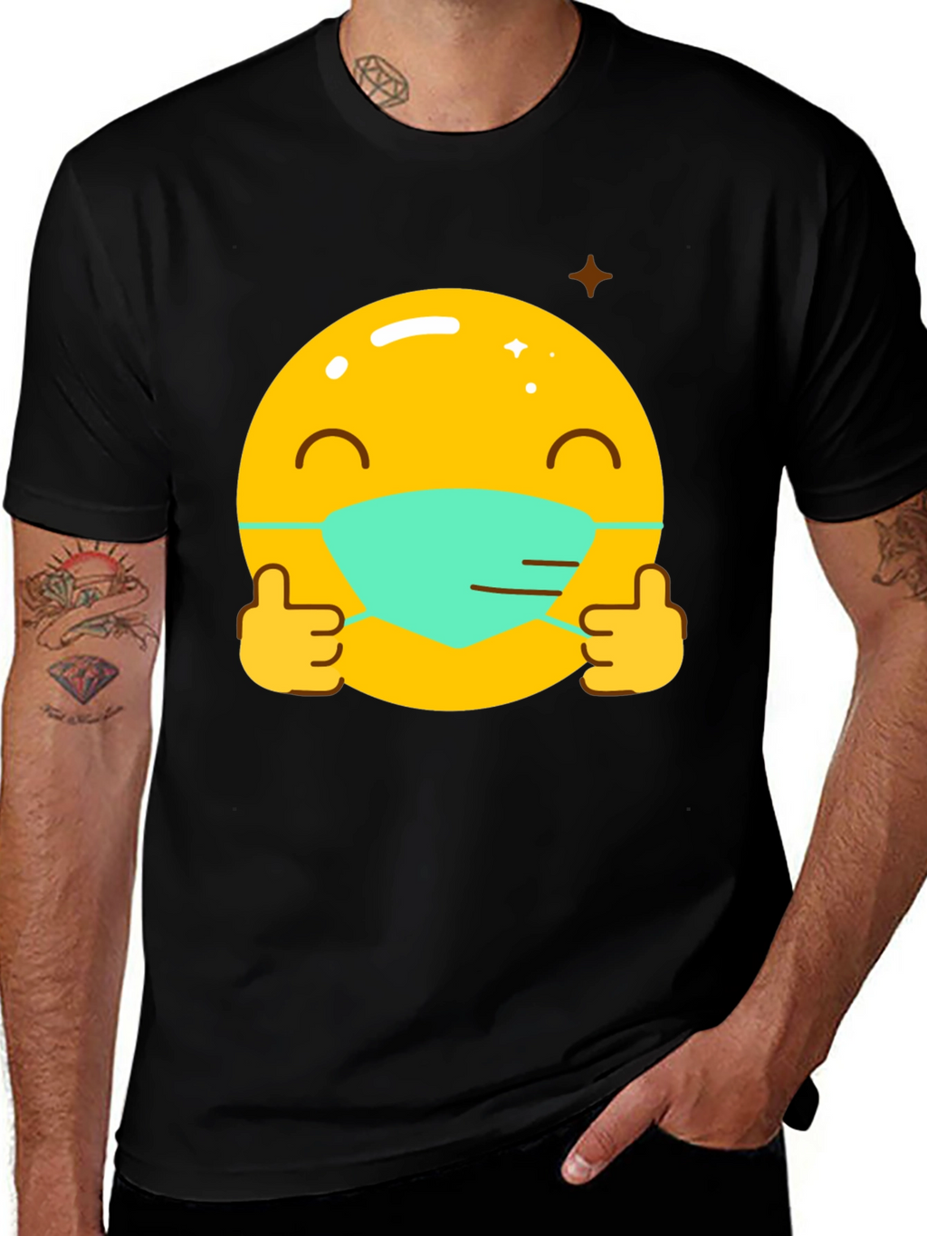 Masked Emoji Graphic Tee - Stay Safe!