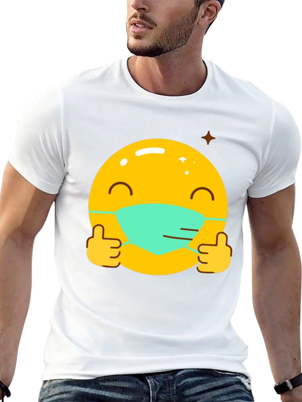 Masked Emoji Graphic Tee - Stay Safe!