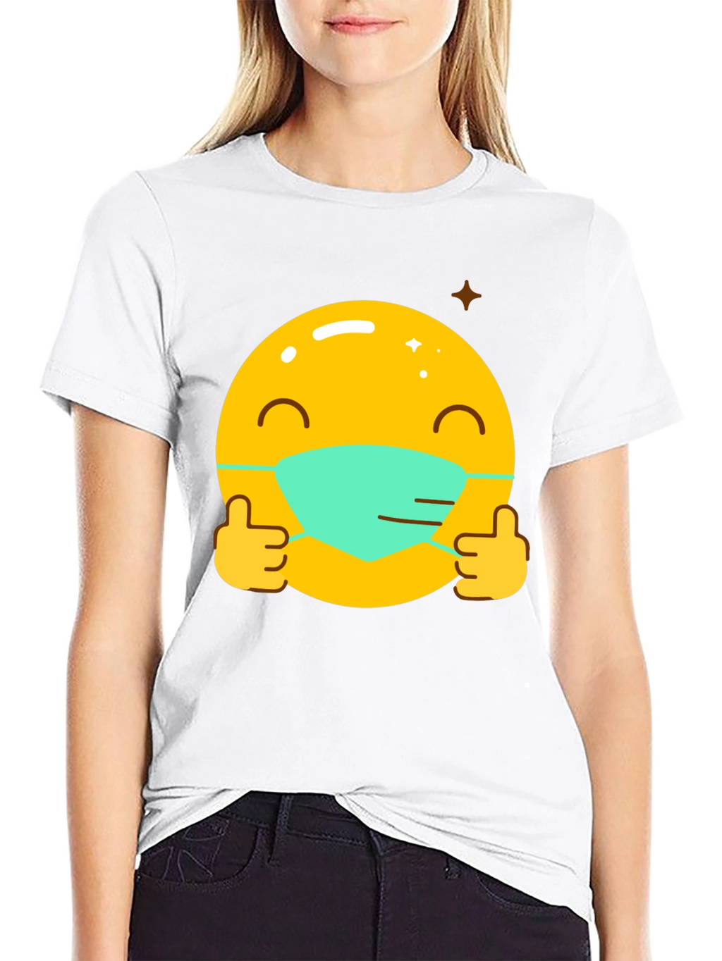 Masked Emoji Graphic Tee - Stay Safe!