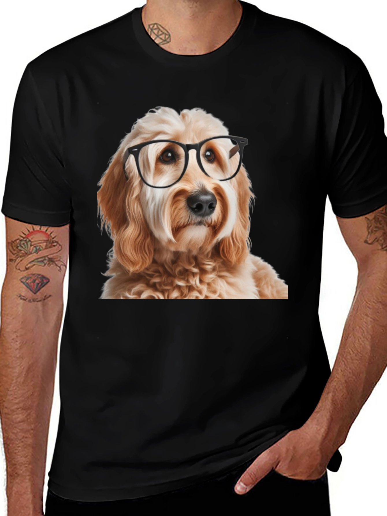 Dog with Glasses Graphic T-Shirt