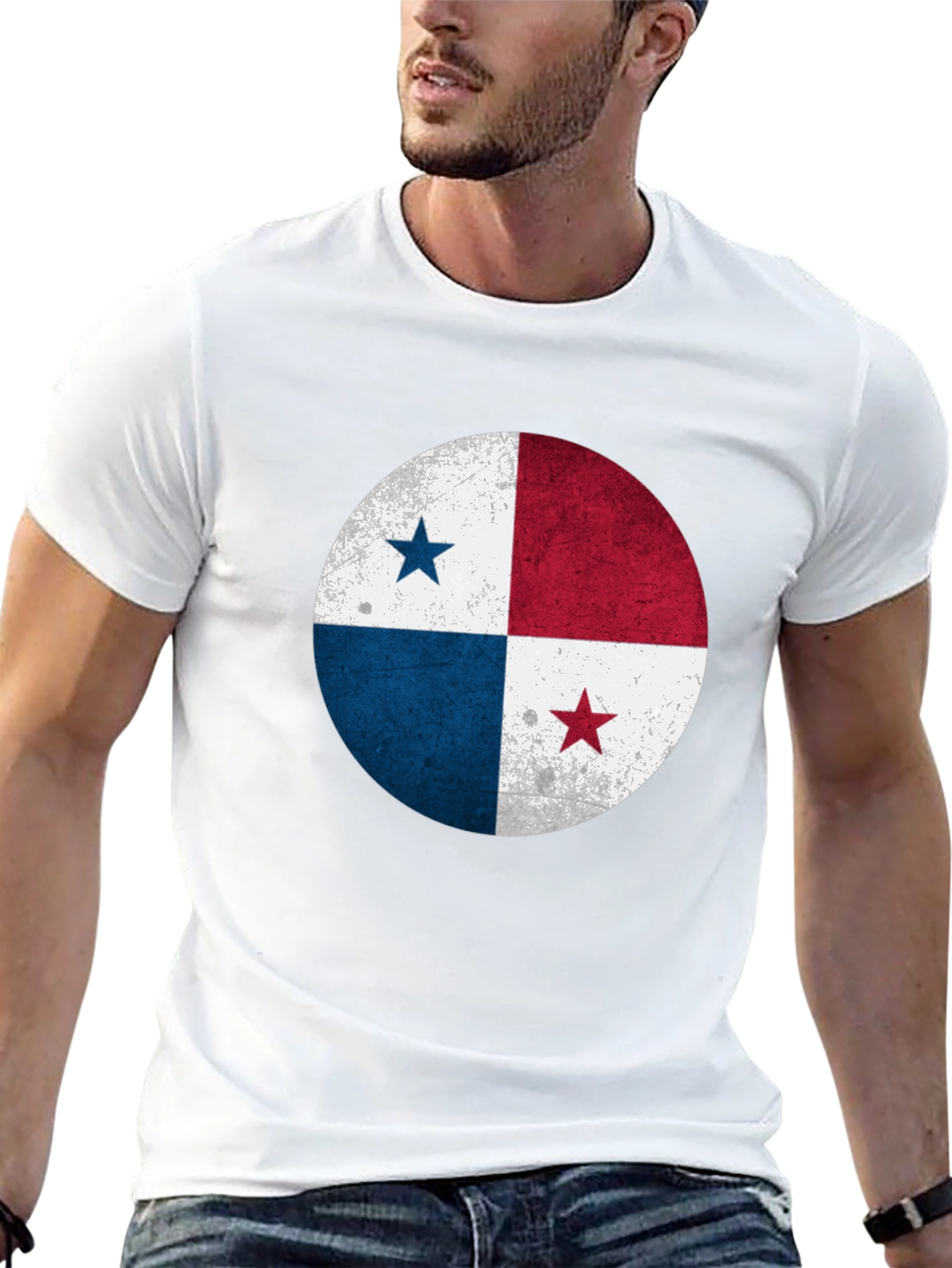 Panama Flag Distressed Graphic Tee - Black