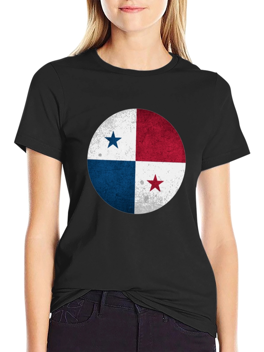 Panama Flag Distressed Graphic Tee - Black