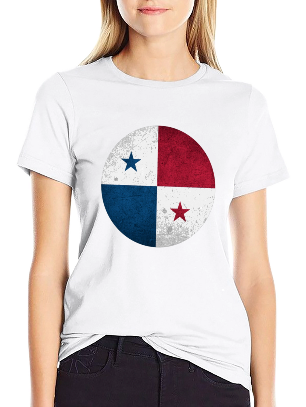 Panama Flag Distressed Graphic Tee - Black