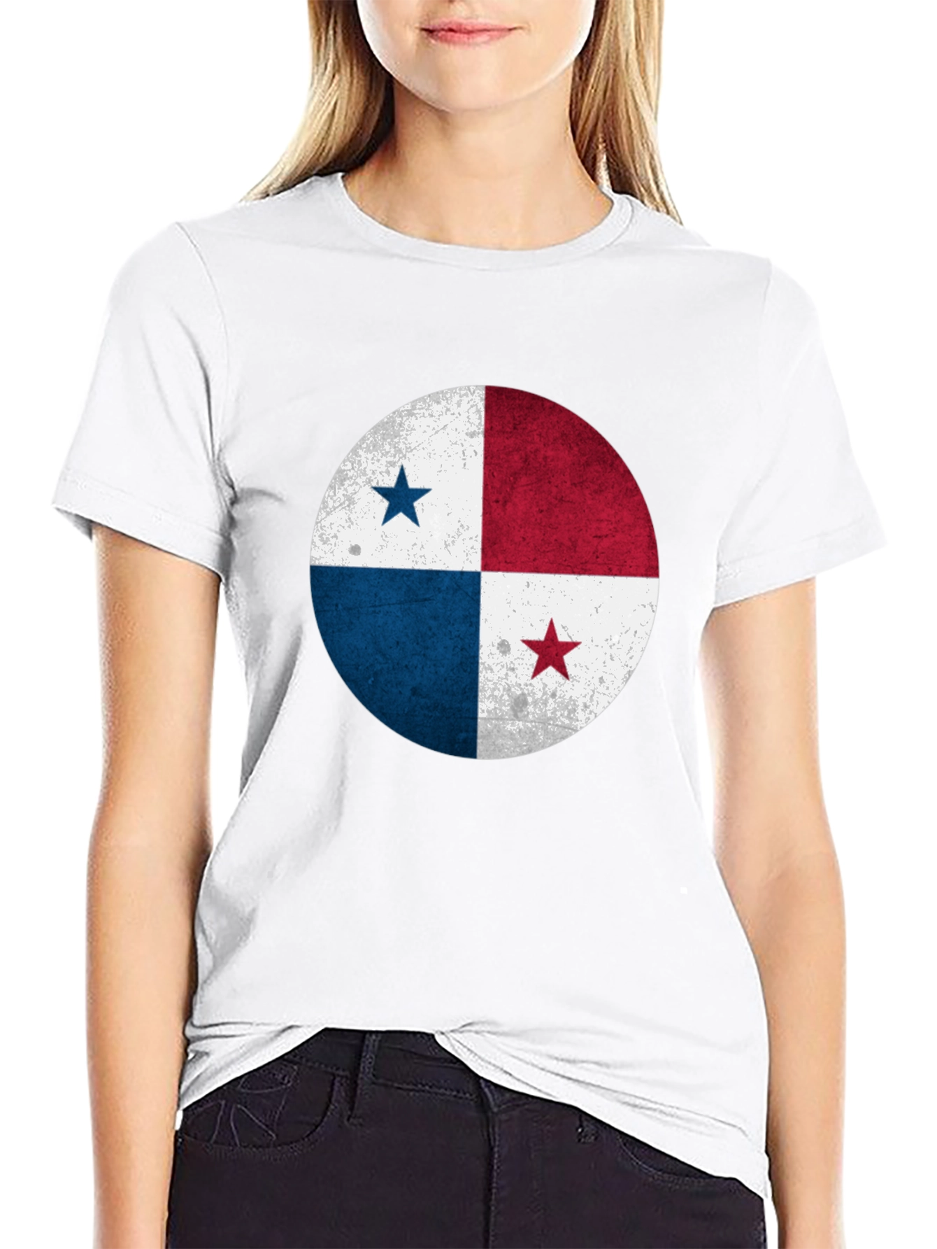 Panama Flag Distressed Graphic Tee - Black