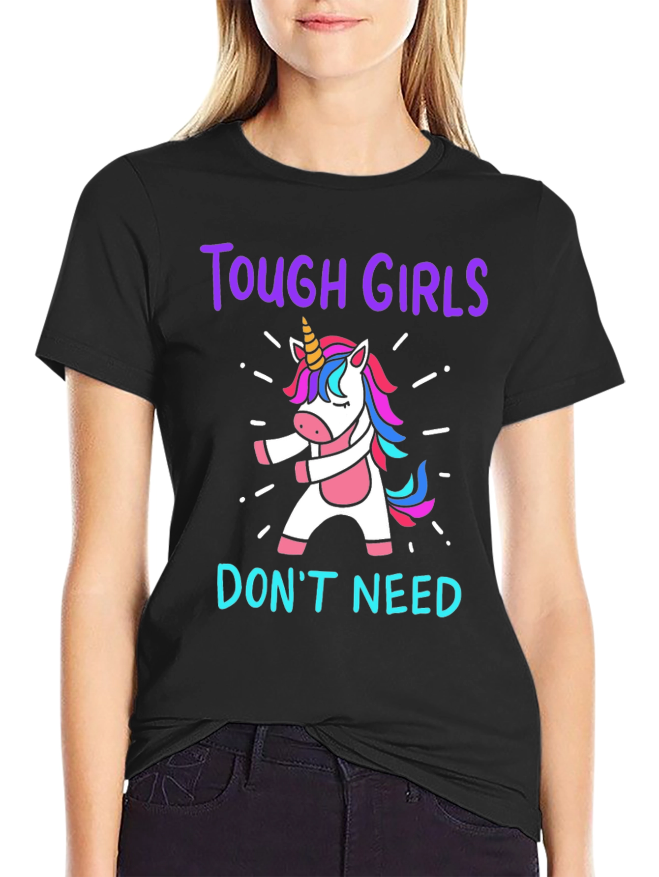 Tough Girls Unicorn T-Shirt - Dabbing Unicorn Tee