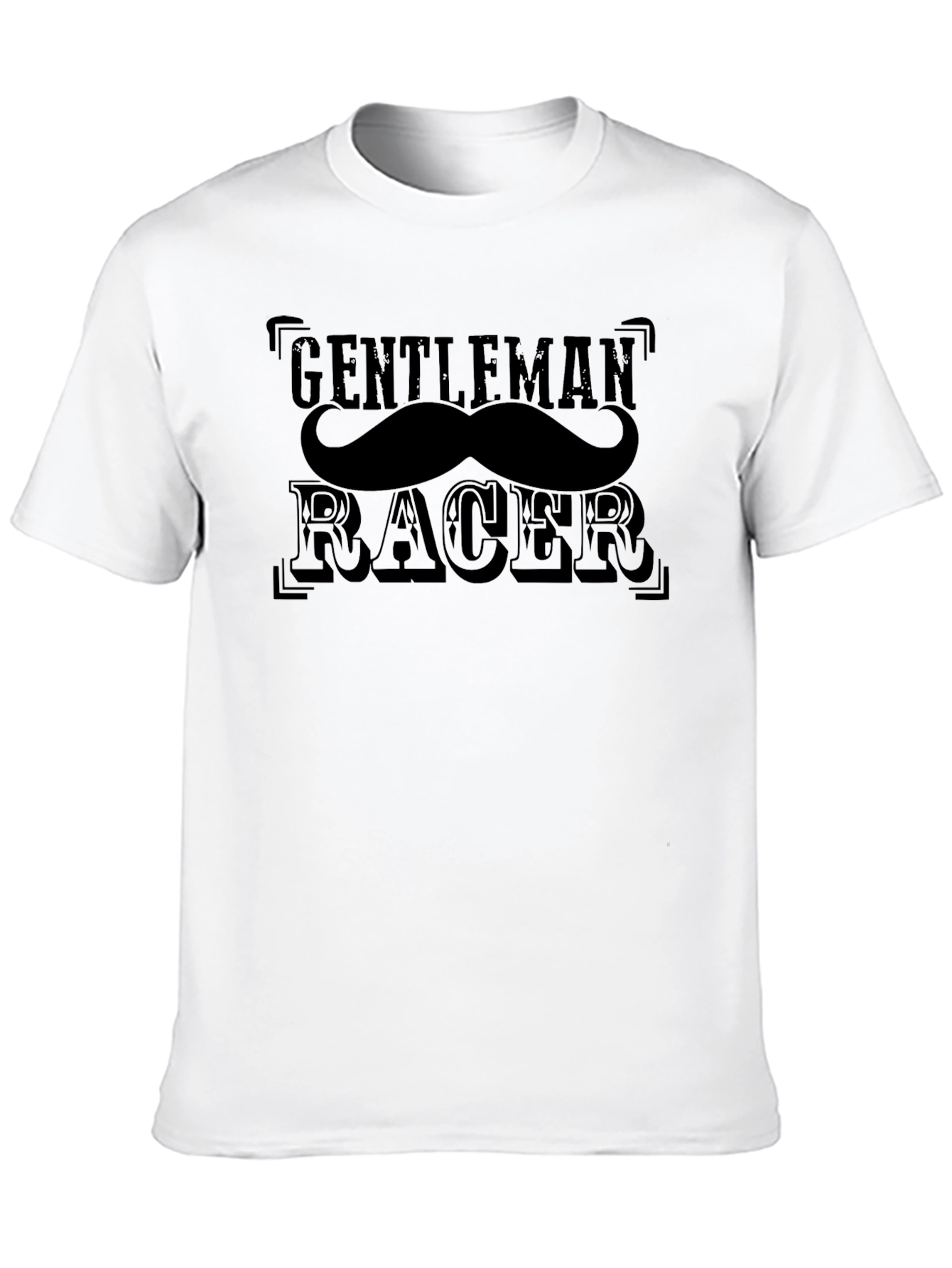 Gentleman Racer Mustache Graphic Black T-Shirt
