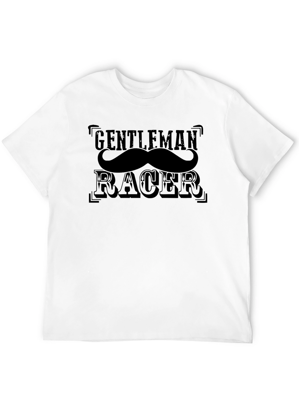 Gentleman Racer Mustache Graphic Black T-Shirt