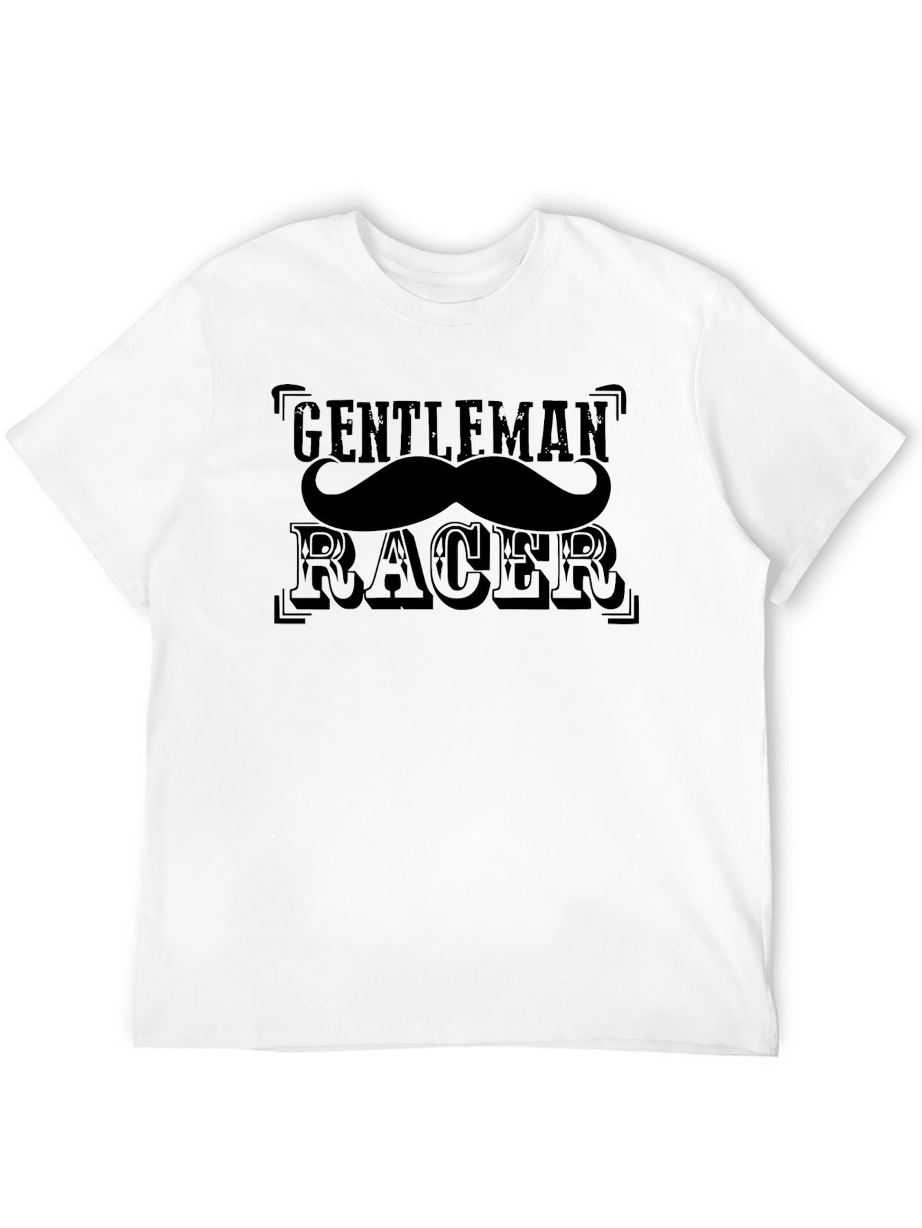 Gentleman Racer Mustache Graphic Black T-Shirt