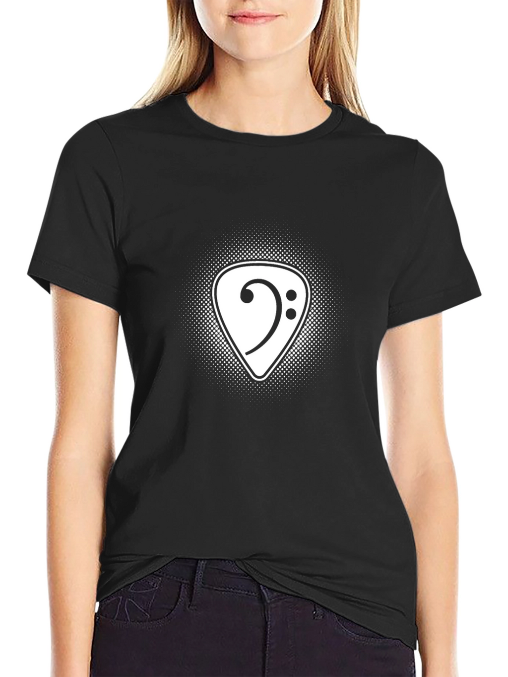 Bass Clef Guitar Pick Graphic Tee - Black
