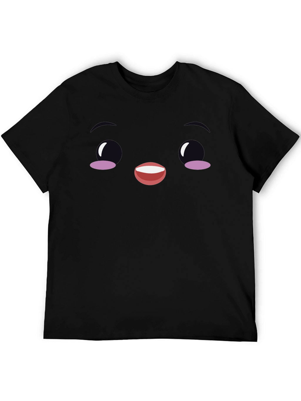 Cute Face Graphic Black T-Shirt
