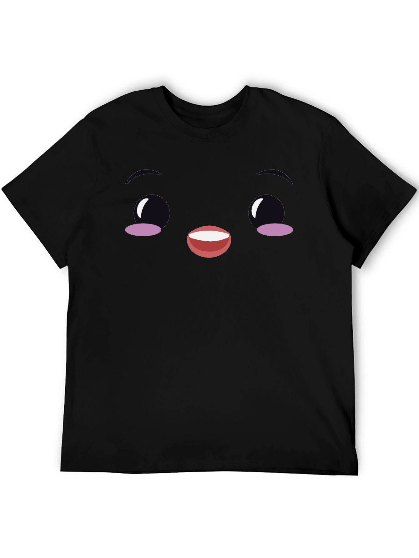 Cute Face Graphic Black T-Shirt