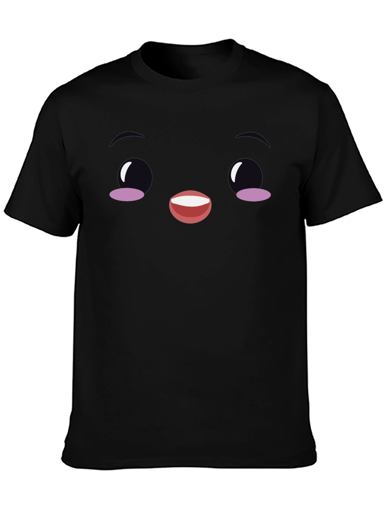 Cute Face Graphic Black T-Shirt