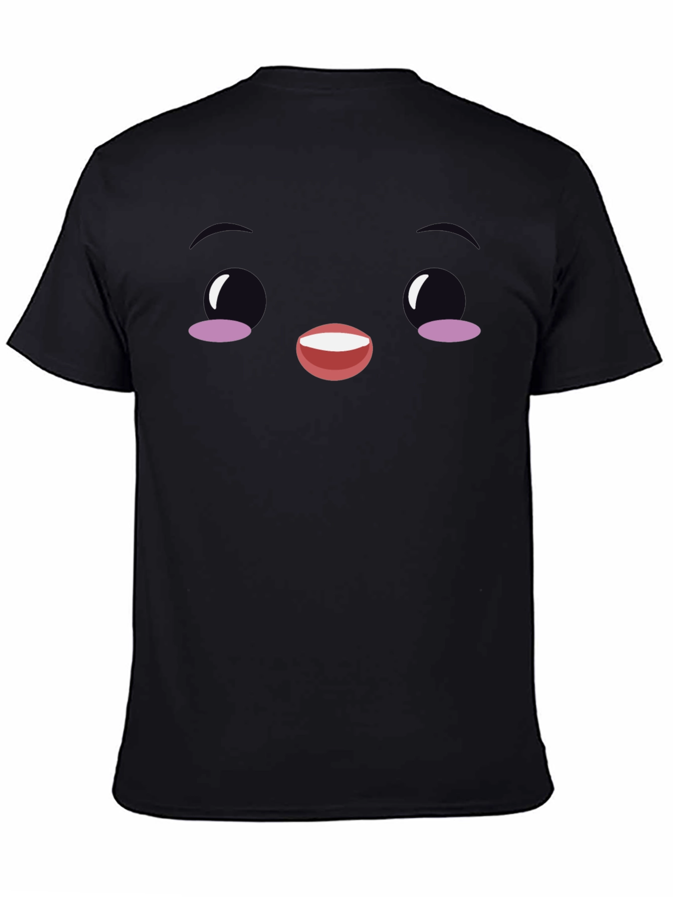 Cute Face Graphic Black T-Shirt