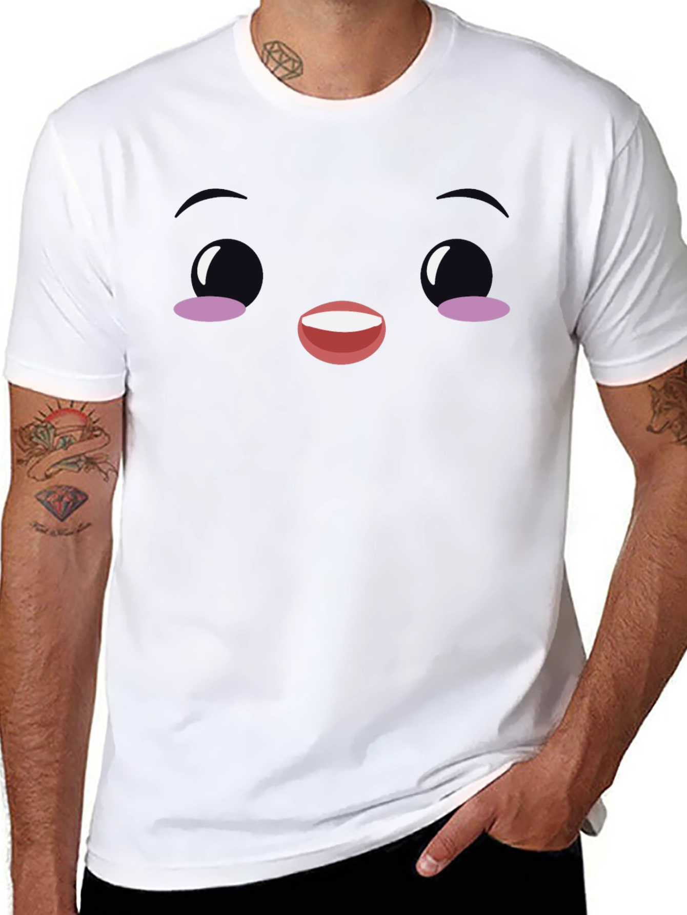 Cute Face Graphic Black T-Shirt