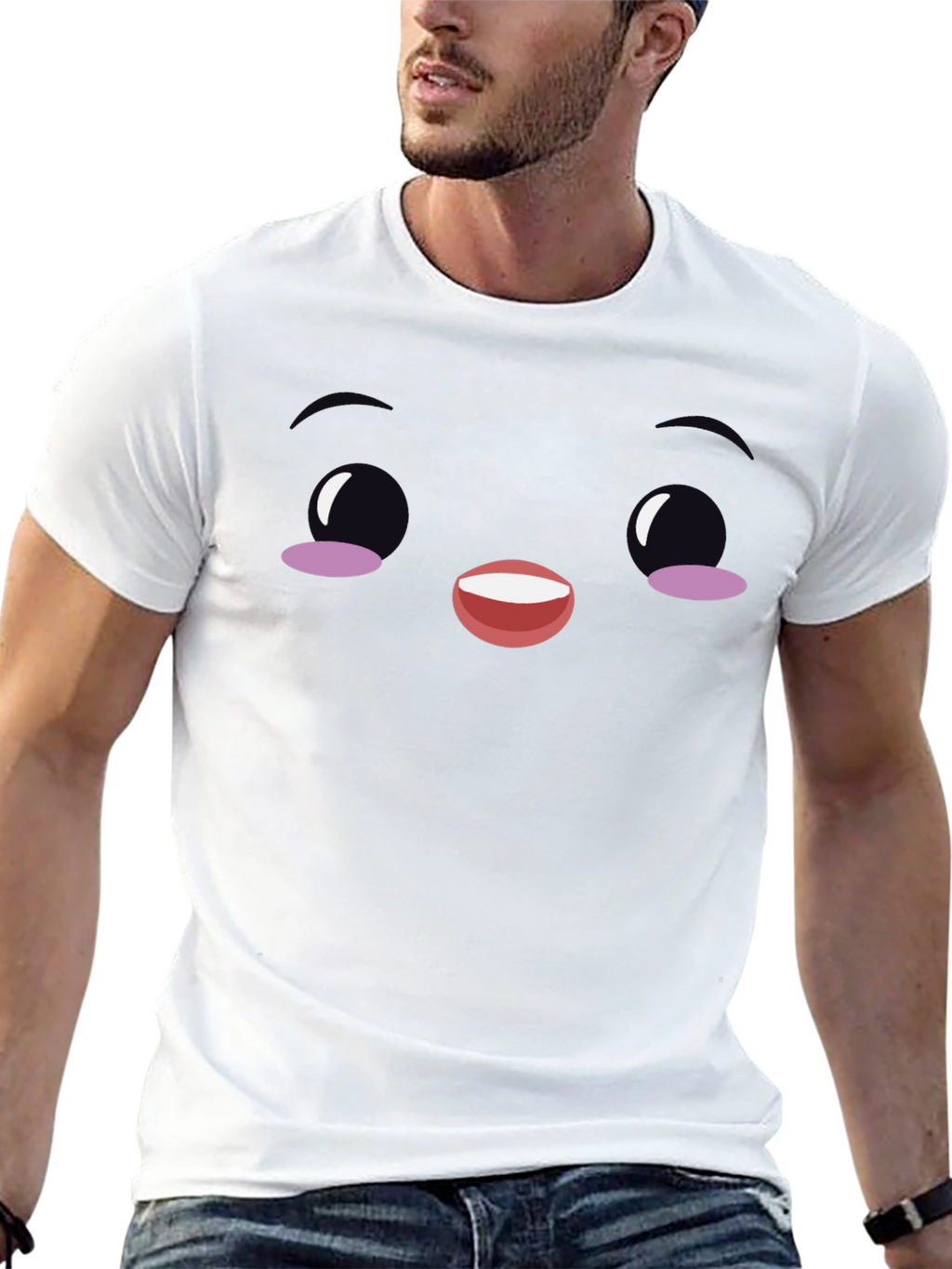 Cute Face Graphic Black T-Shirt