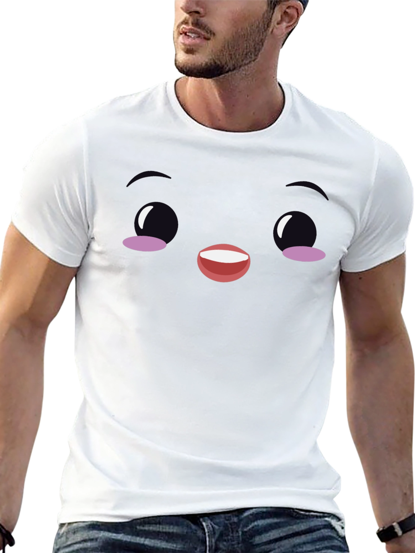 Cute Face Graphic Black T-Shirt