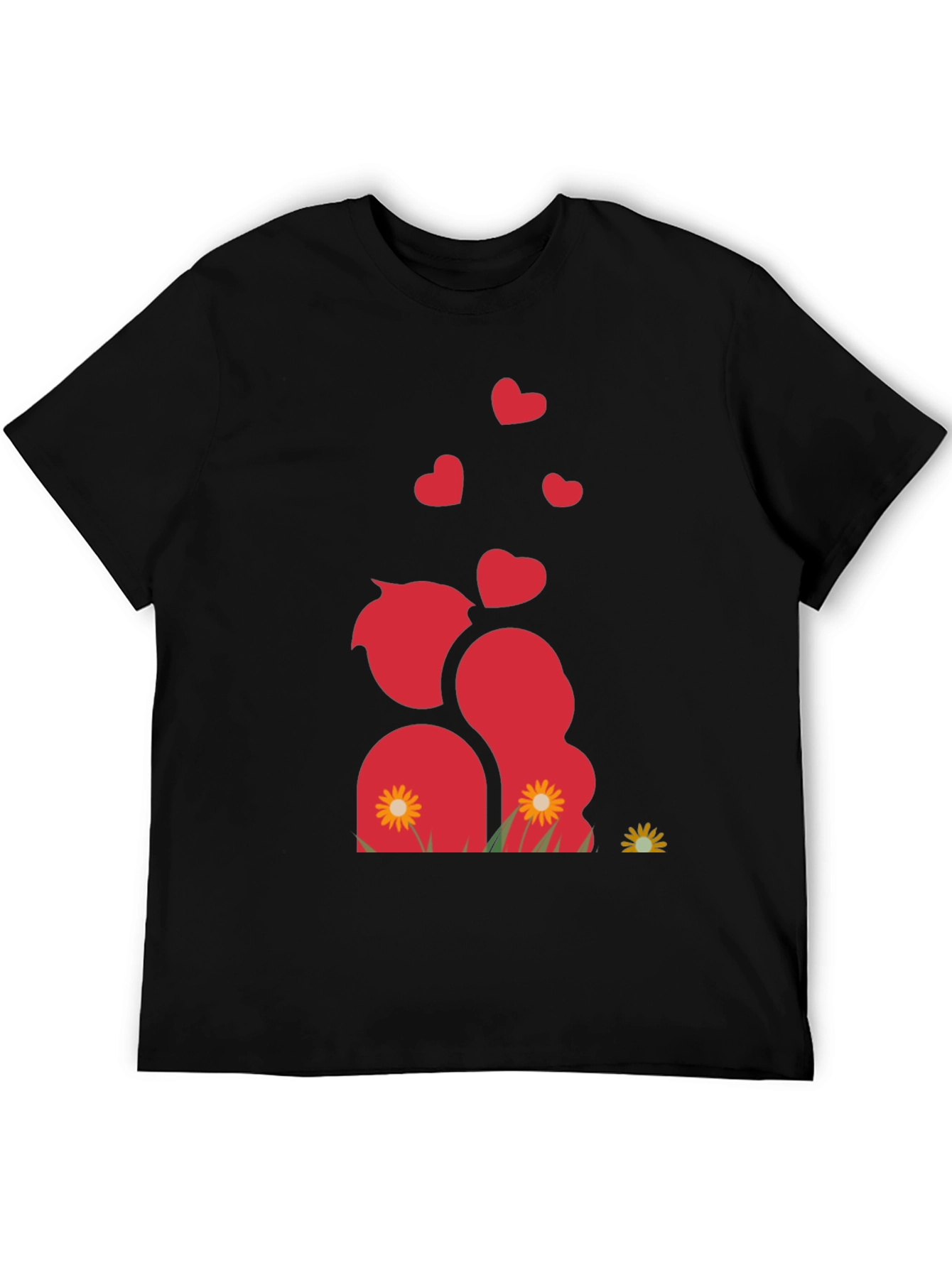 Romantic Couple Black Graphic T-Shirt