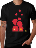 Romantic Couple Black Graphic T-Shirt