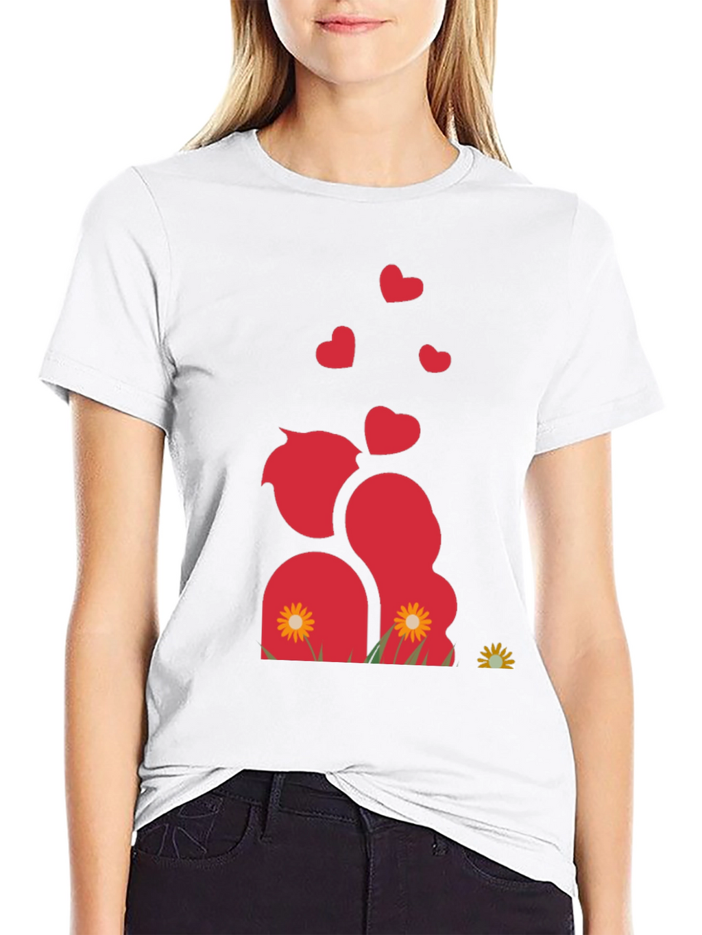 Romantic Couple Black Graphic T-Shirt