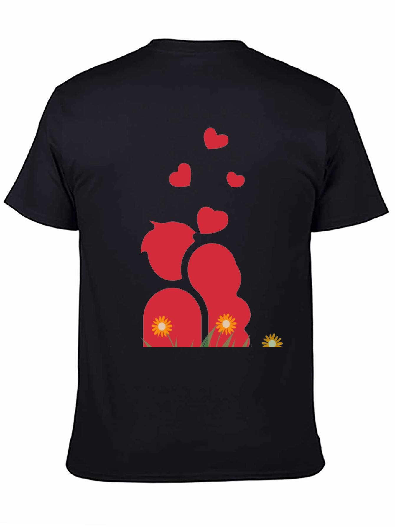 Romantic Couple Black Graphic T-Shirt