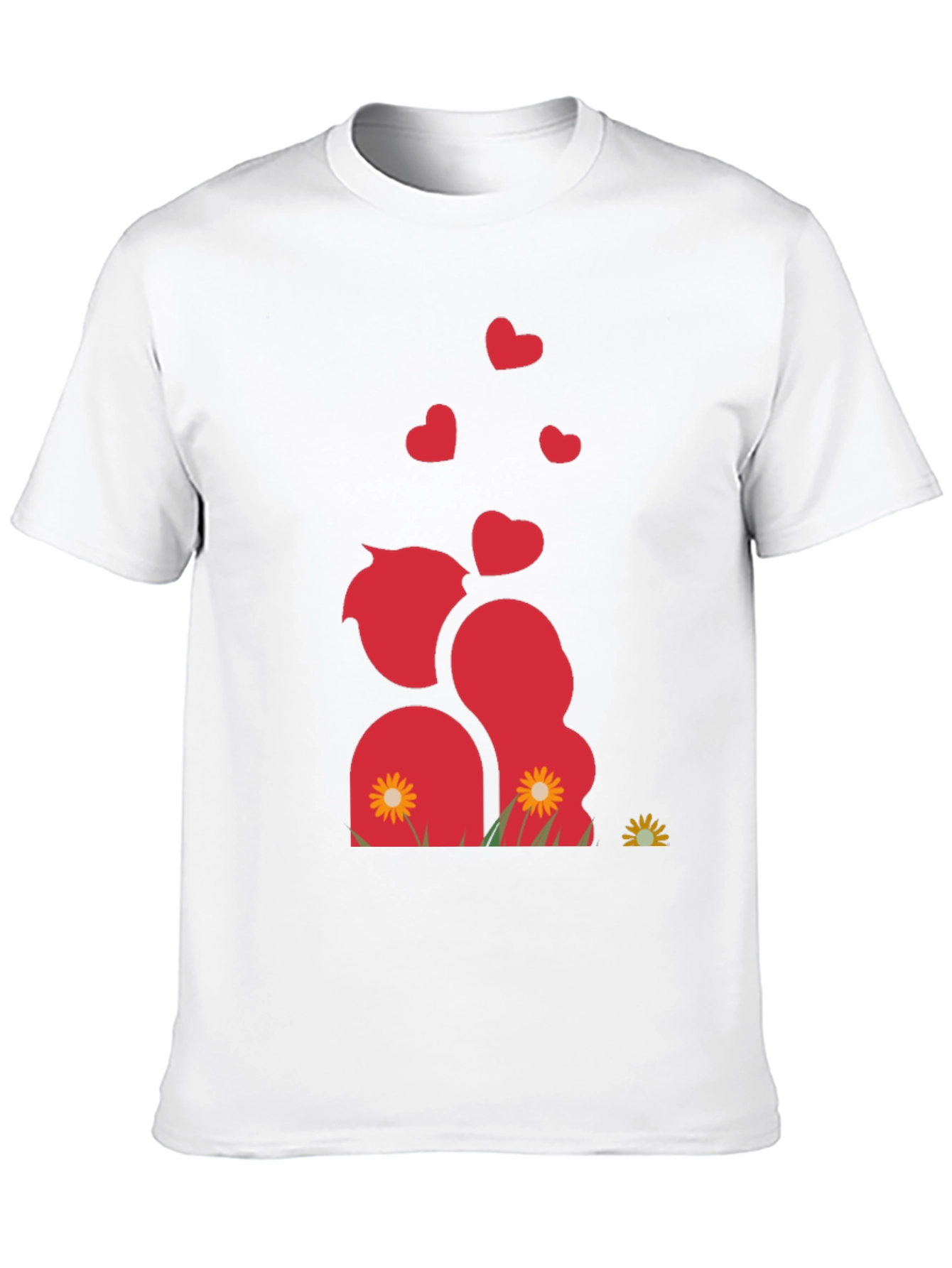 Romantic Couple Black Graphic T-Shirt