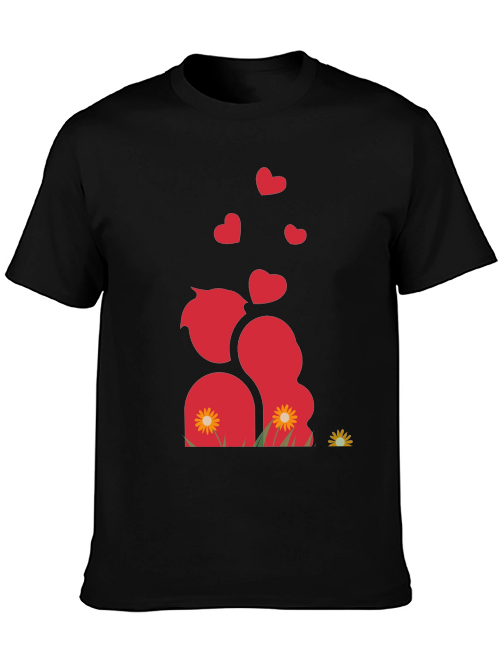 Romantic Couple Black Graphic T-Shirt