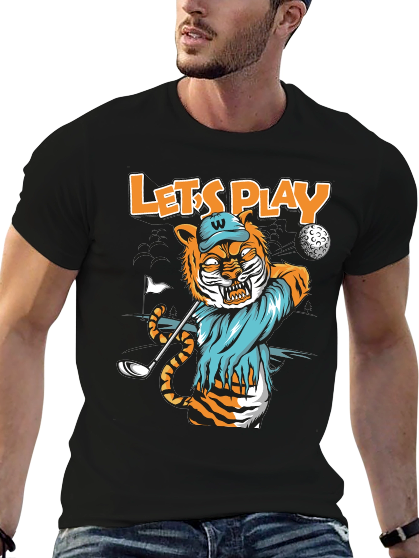 Tiger Golf T-Shirt: Lets Play!
