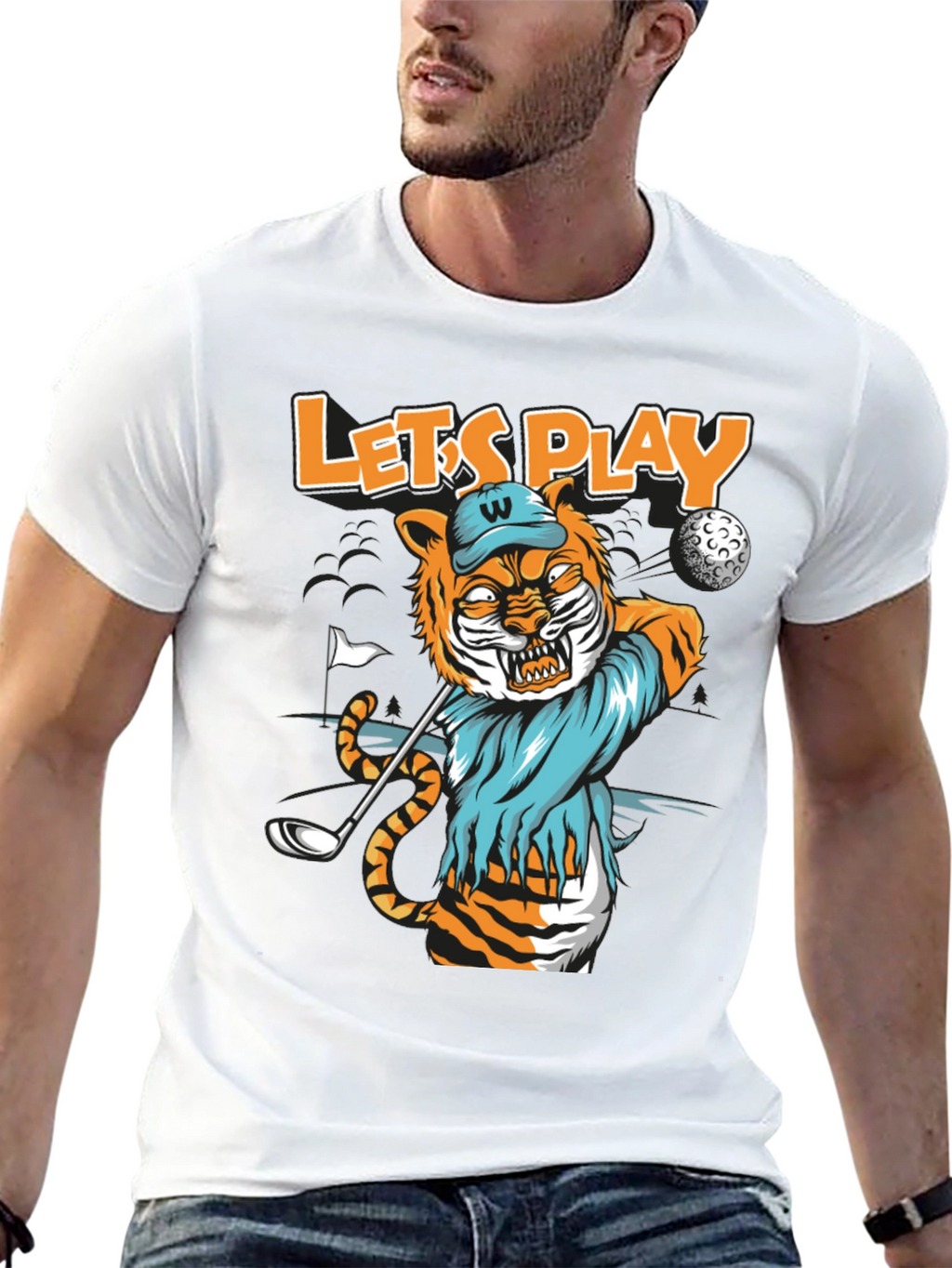 Tiger Golf T-Shirt: Lets Play!