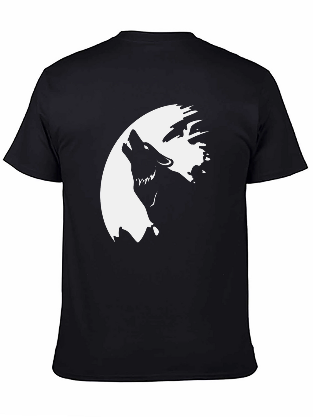 Wolf Howling at the Moon Graphic Tee - Black