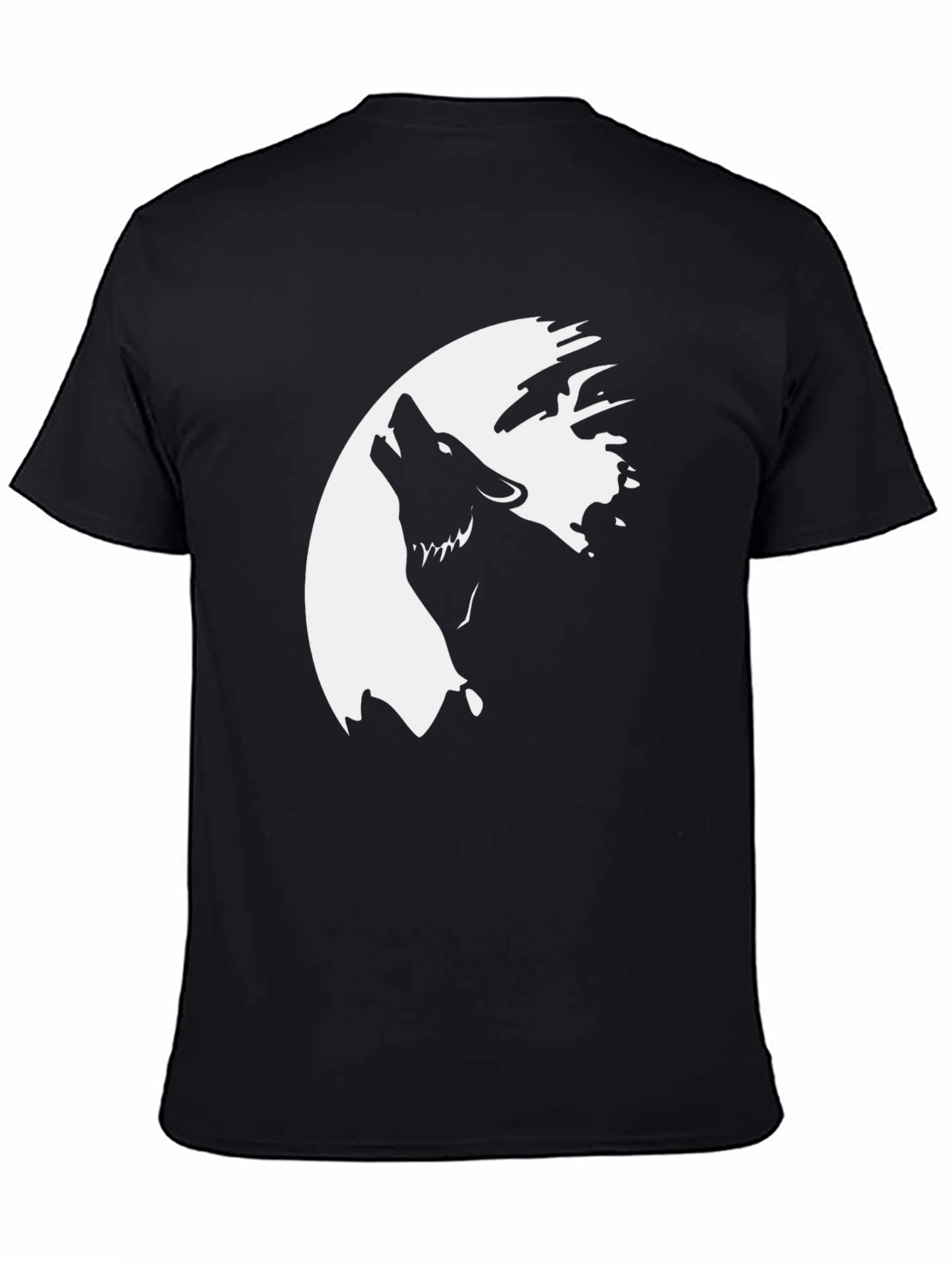 Wolf Howling at the Moon Graphic Tee - Black