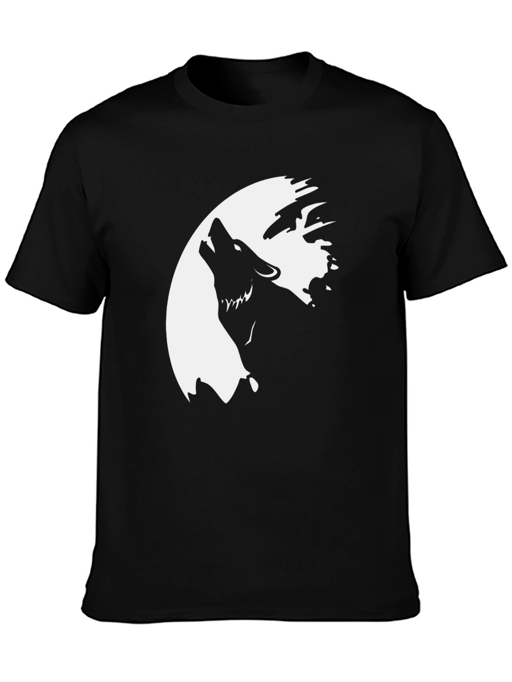 Wolf Howling at the Moon Graphic Tee - Black
