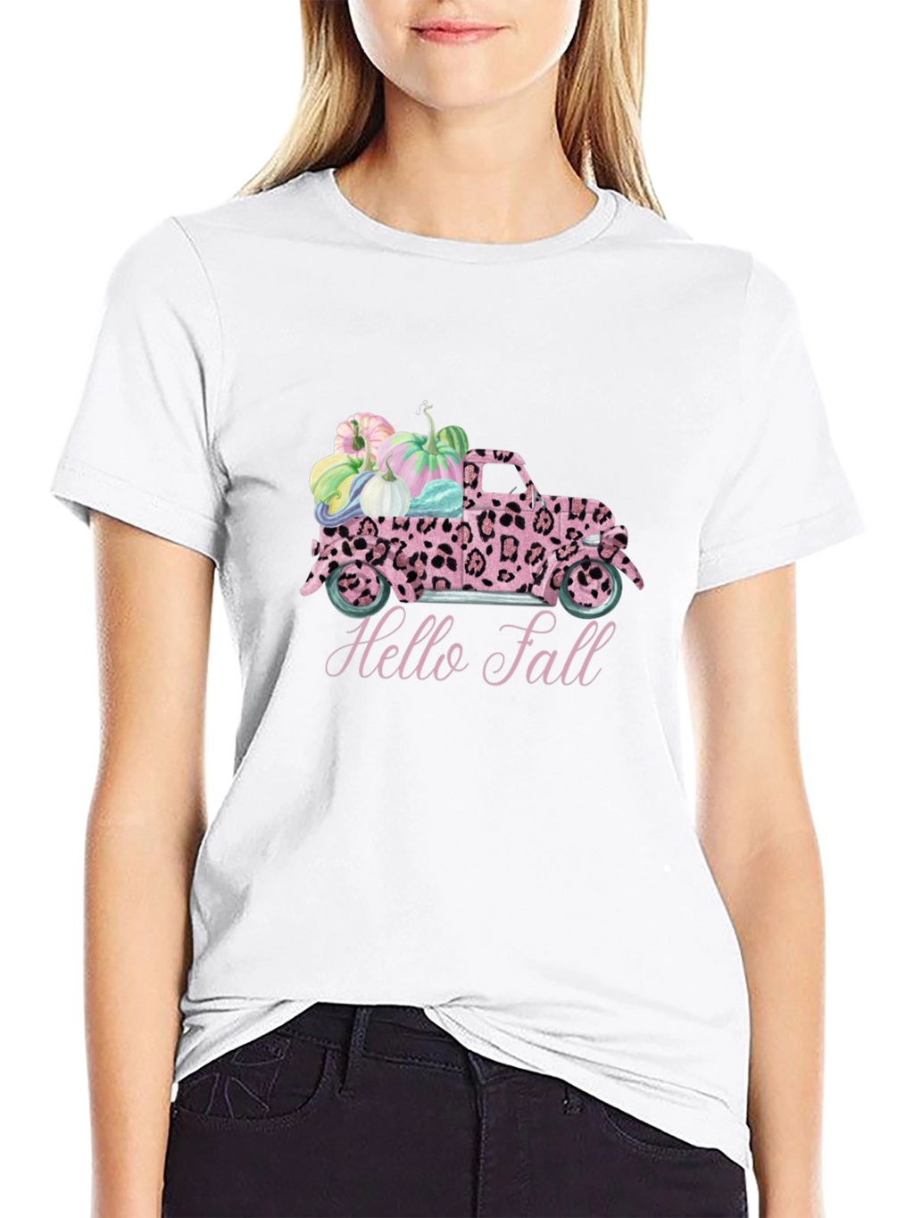 Hello Fall Leopard Truck T-Shirt
