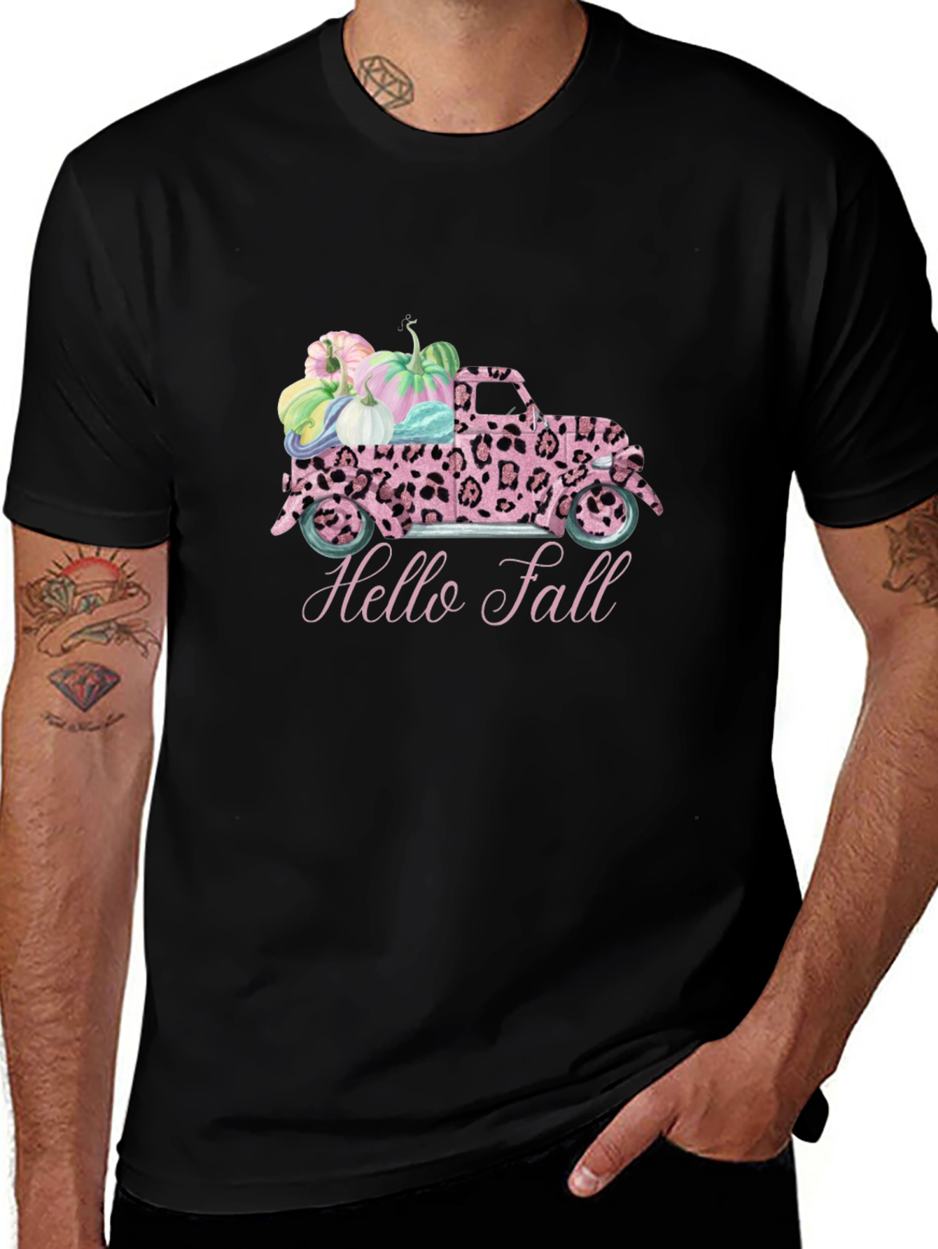 Hello Fall Leopard Truck T-Shirt