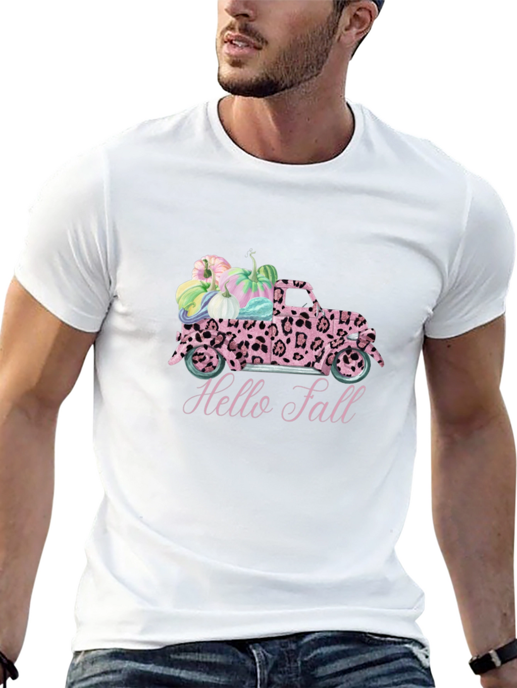 Hello Fall Leopard Truck T-Shirt