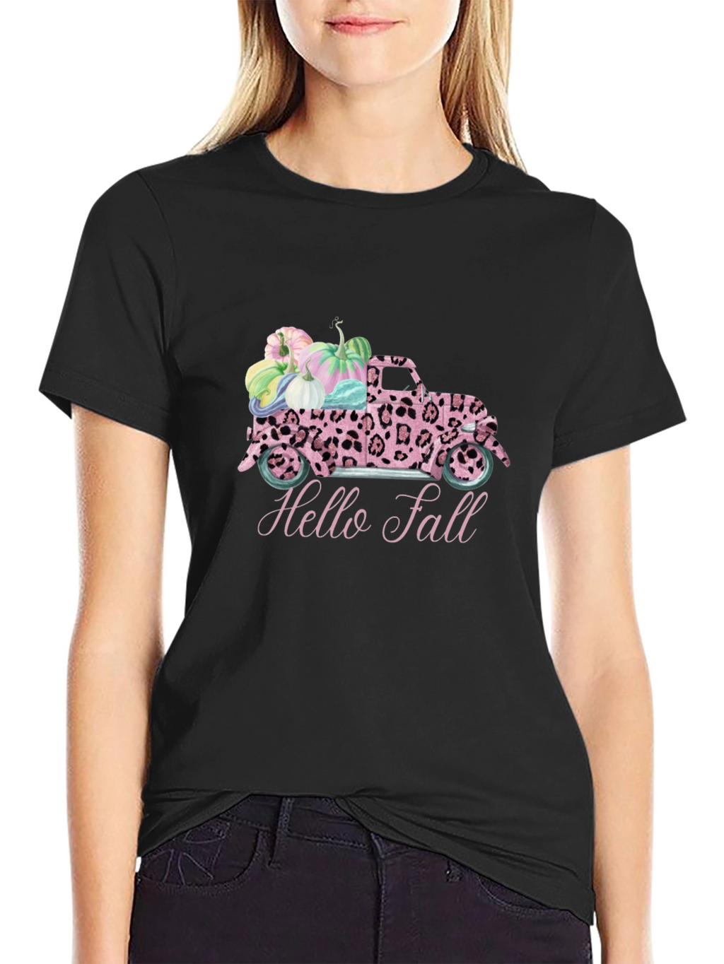 Hello Fall Leopard Truck T-Shirt