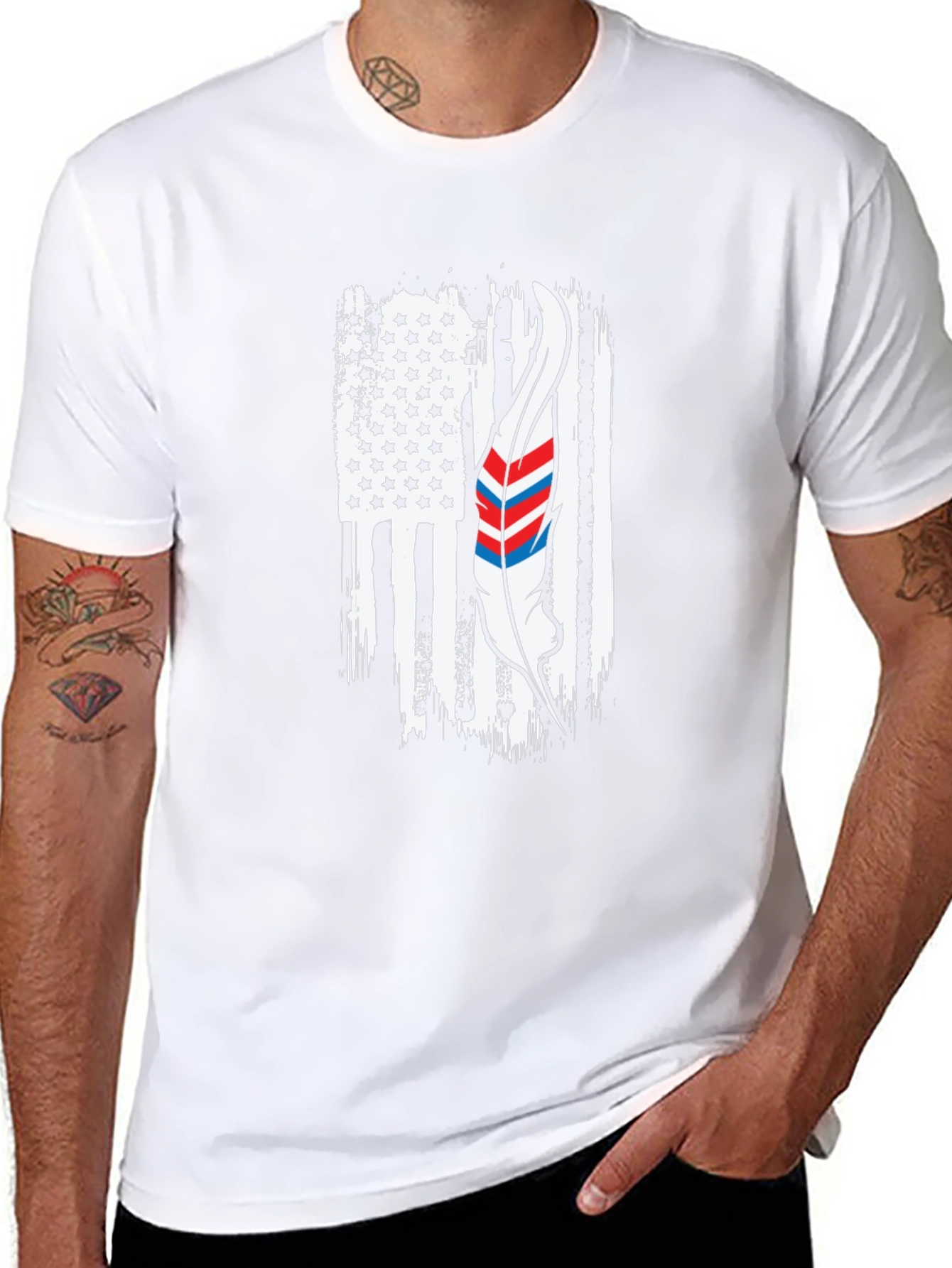 American Flag Feather Graphic T-Shirt