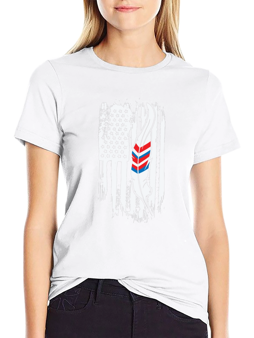 American Flag Feather Graphic T-Shirt