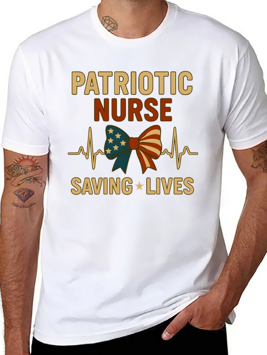 Patriotic Nurse T-Shirt - Saving Lives!
