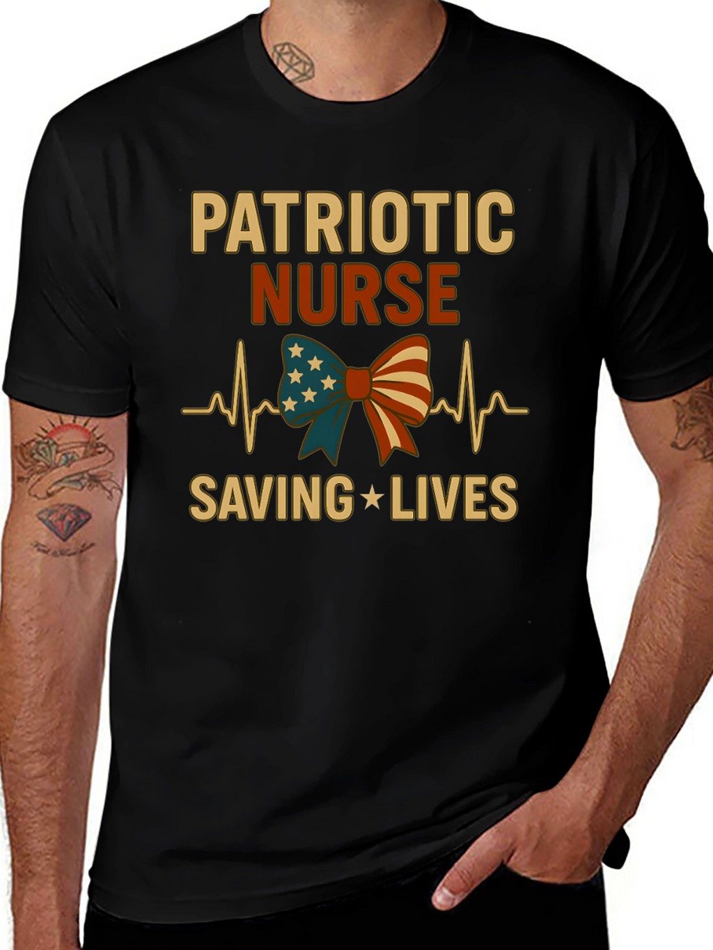 Patriotic Nurse T-Shirt - Saving Lives!