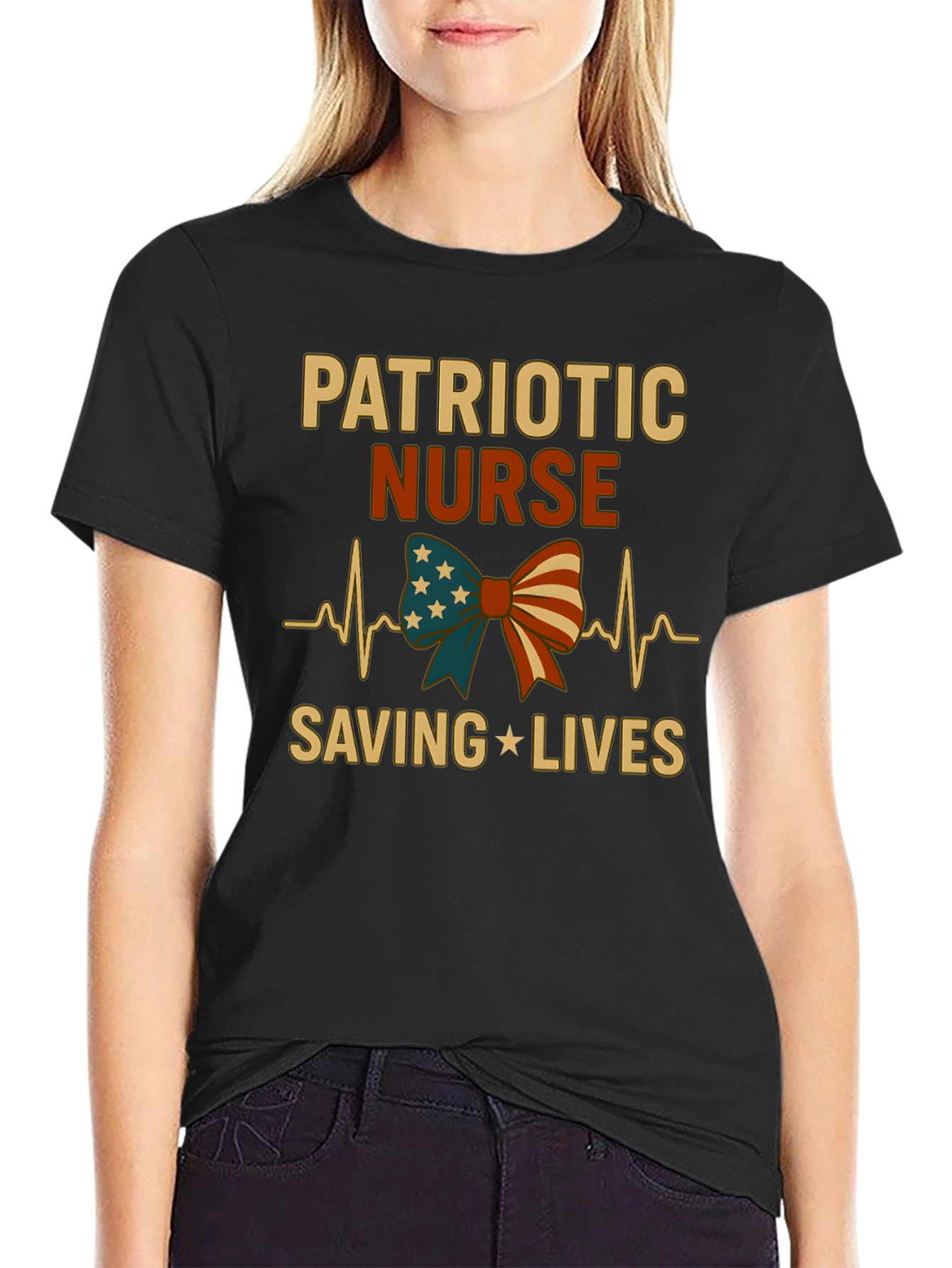 Patriotic Nurse T-Shirt - Saving Lives!