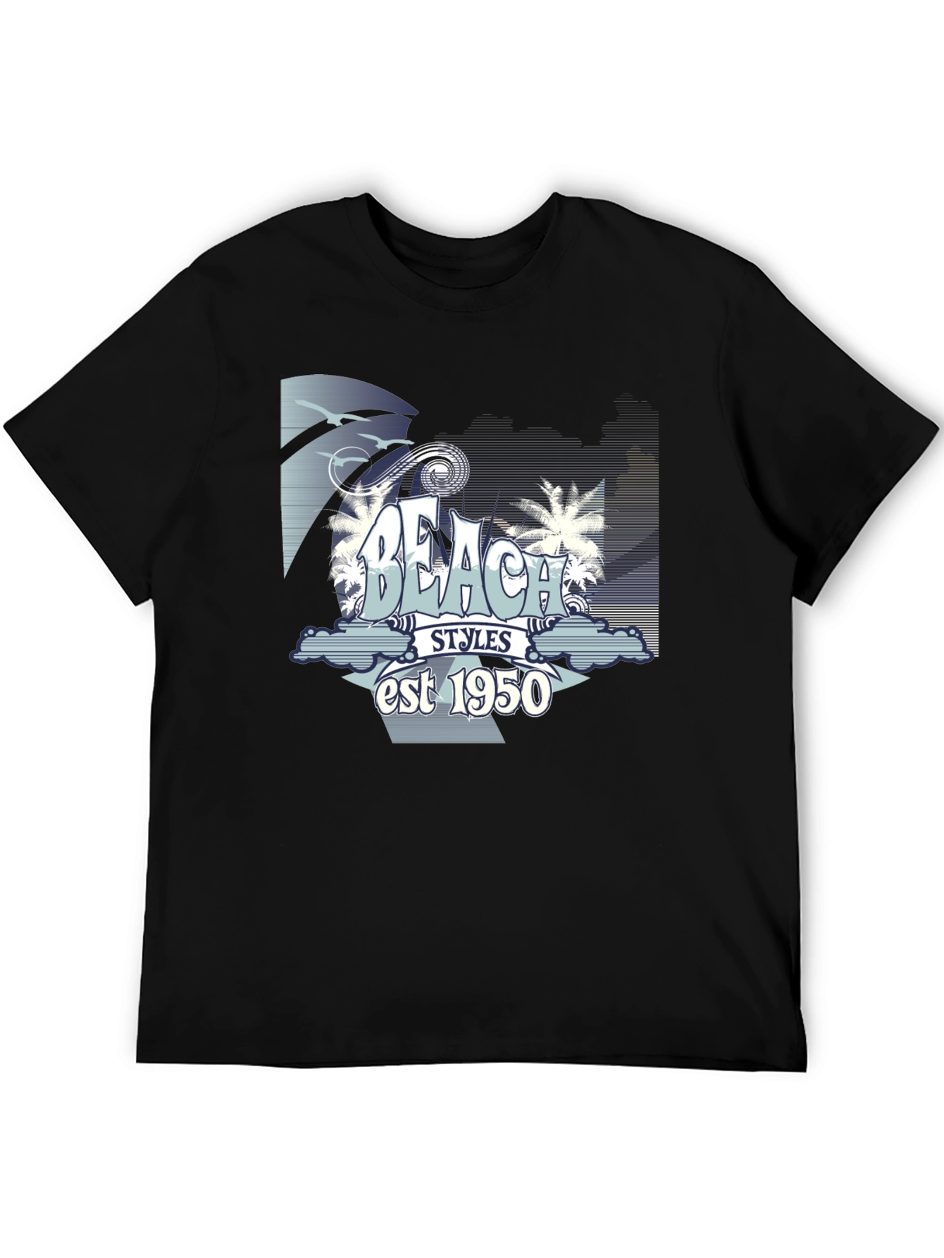 Beach Styles est 1950 Black Graphic T-Shirt